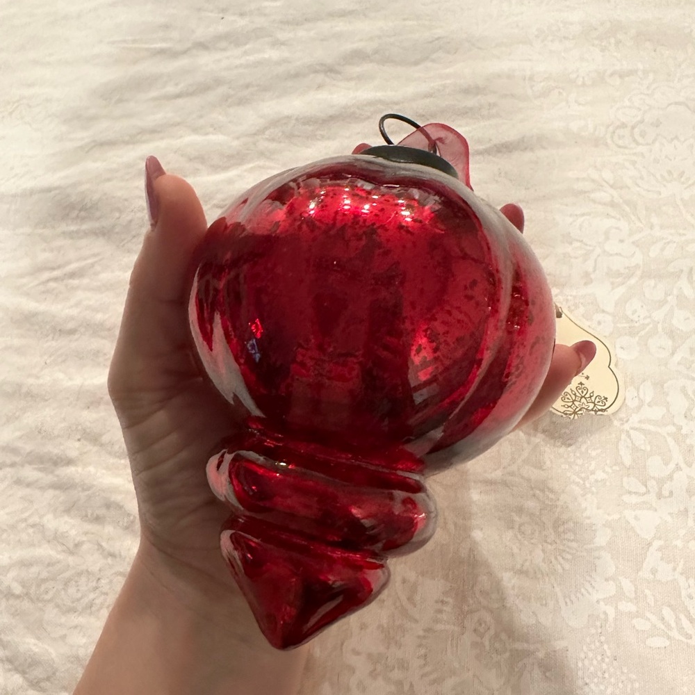 Mercury Glass Vintage look Finial Ornament red large - Picture 5 of 5